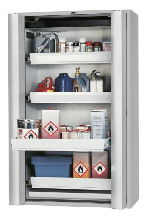 Bezpečnostní skříň s požární odolností 90min, skládací dveře_4x zásuvka, ocelový poplastovaný plech